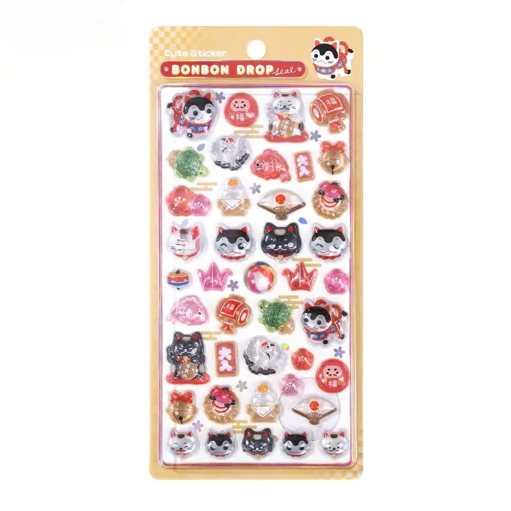Children's Stickers 3D Embossed Crystal Cartoon Japanese Elements Cute Animals Sticker