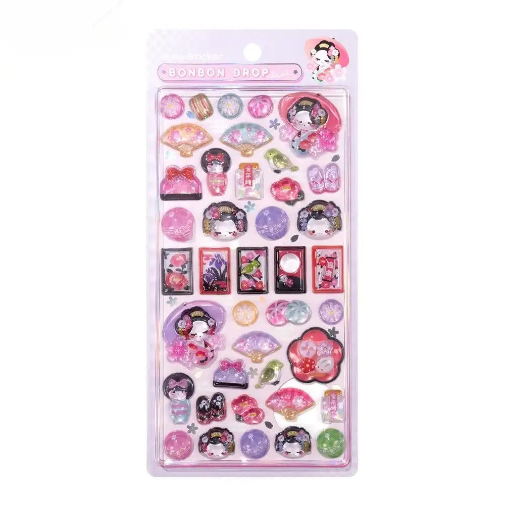 Children's Stickers 3D Embossed Crystal Cartoon Japanese Elements Cute Animals Sticker