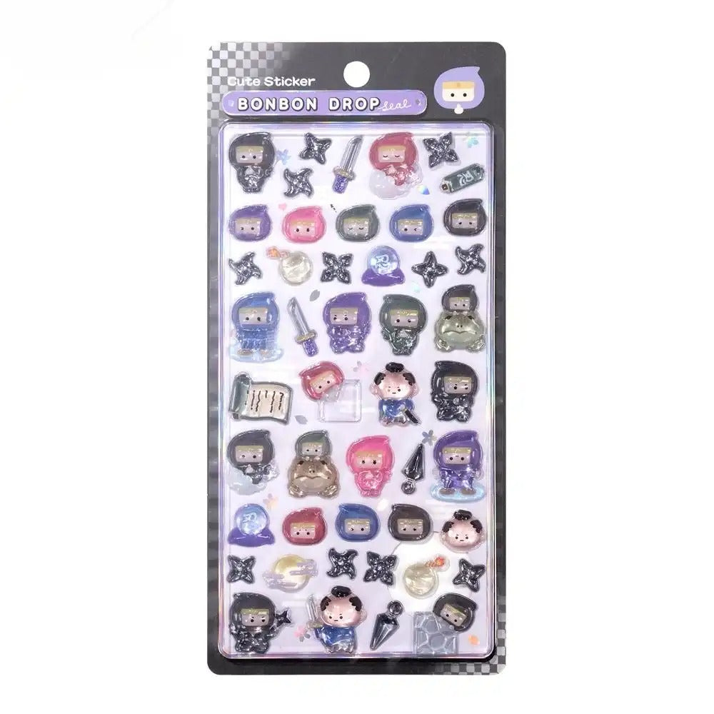 Children's Stickers 3D Embossed Crystal Cartoon Japanese Elements Cute Animals Sticker