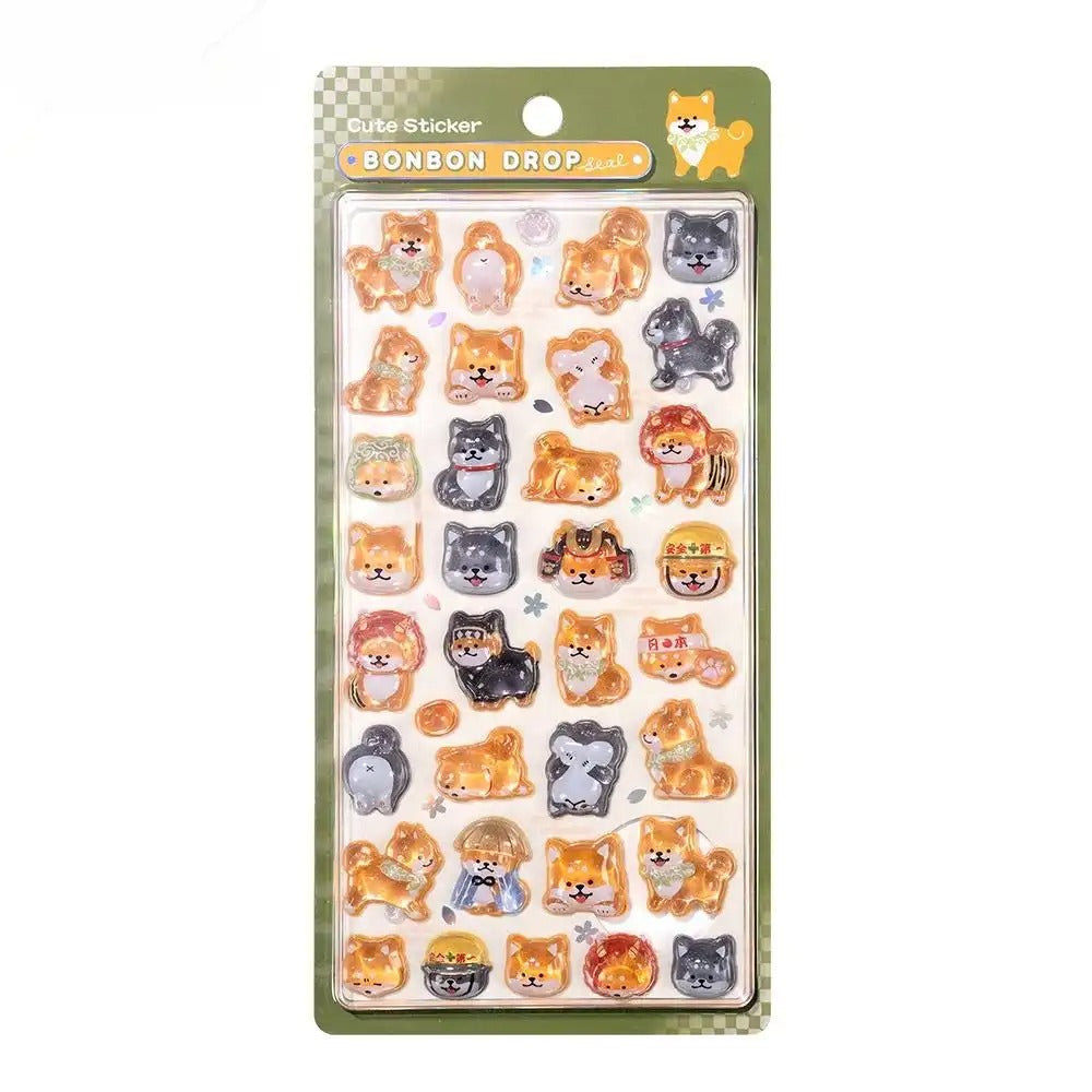 Children's Stickers 3D Embossed Crystal Cartoon Japanese Elements Cute Animals Sticker