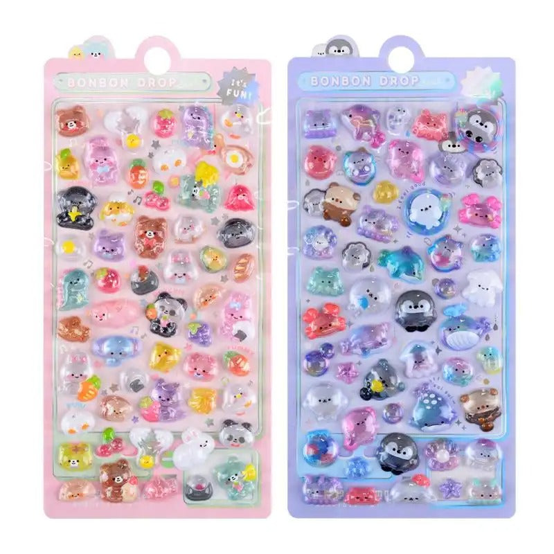 Children's Stickers 3D Embossed Crystal Cartoon Japanese Elements Cute Animals Sticker