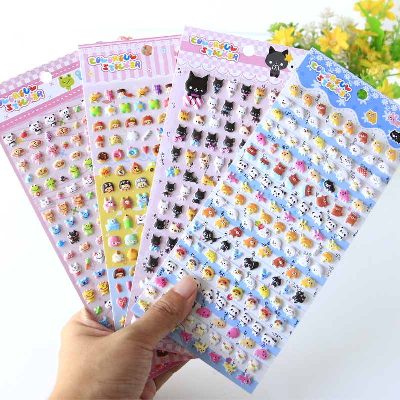 3D Puffy Stickers, 4 Sheets 200+ Kawaii Resin Decorative Stickers for Phone Case, Notebook, Scrapbooking