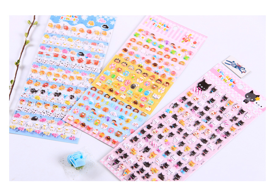 3D Puffy Stickers, 4 Sheets 200+ Kawaii Resin Decorative Stickers for Phone Case, Notebook, Scrapbooking