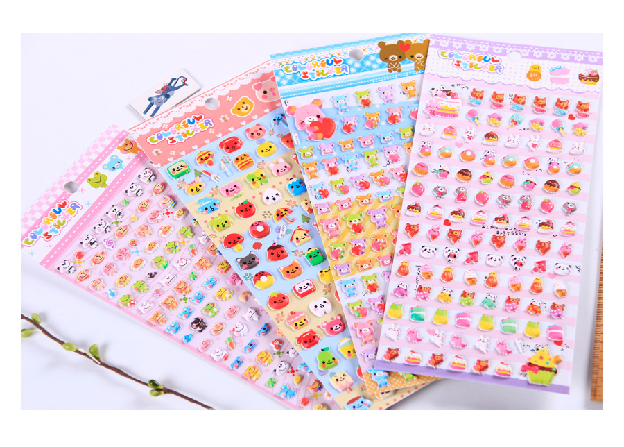 3D Puffy Stickers, 4 Sheets 200+ Kawaii Resin Decorative Stickers for Phone Case, Notebook, Scrapbooking