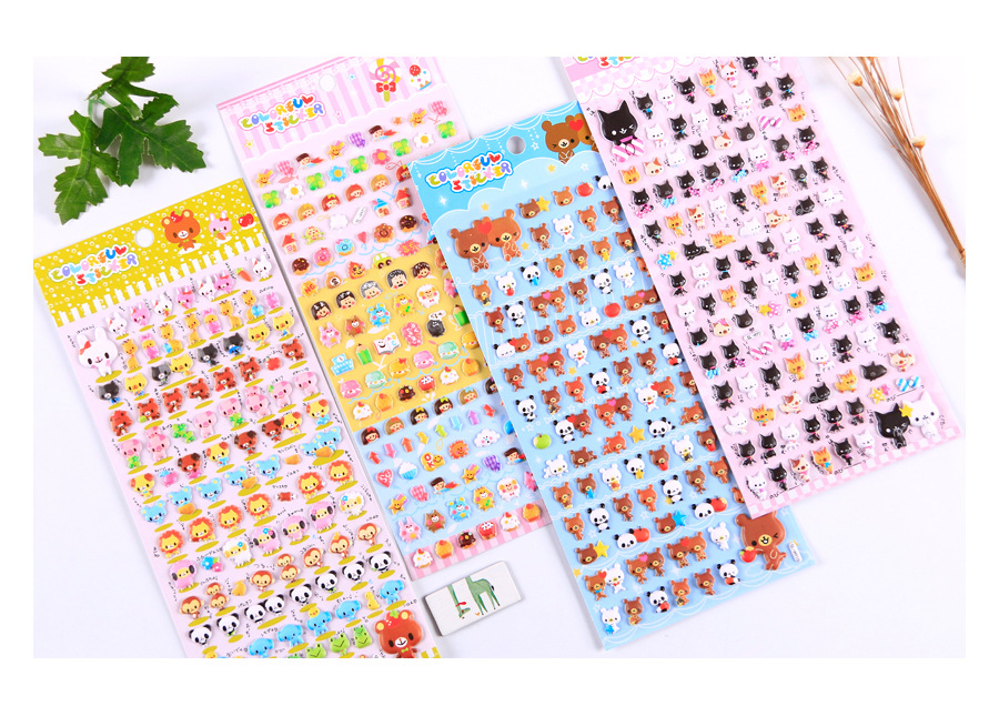 3D Puffy Stickers, 4 Sheets 200+ Kawaii Resin Decorative Stickers for Phone Case, Notebook, Scrapbooking