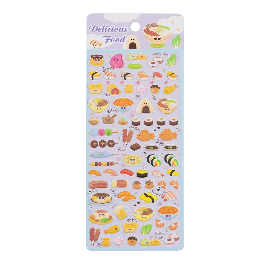 Cute Food Stickers Set Bread Hot Dog Sushi Noodles[181-184]
