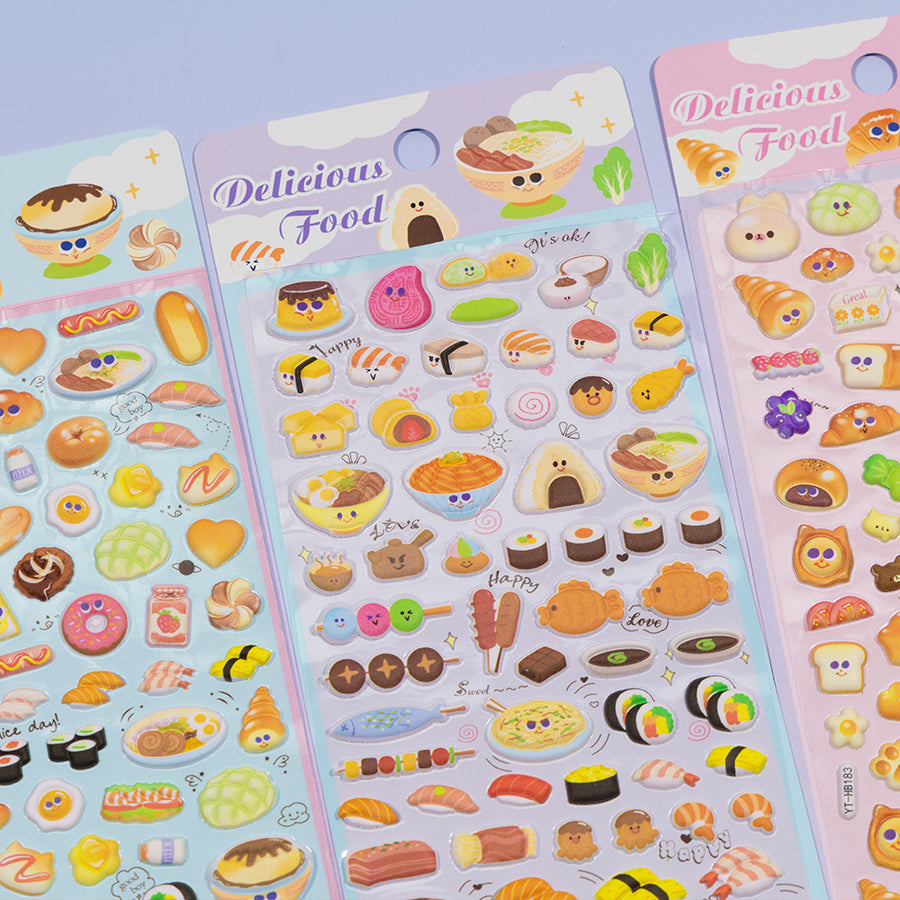 Cute Food Stickers Set Bread Hot Dog Sushi Noodles[181-184]