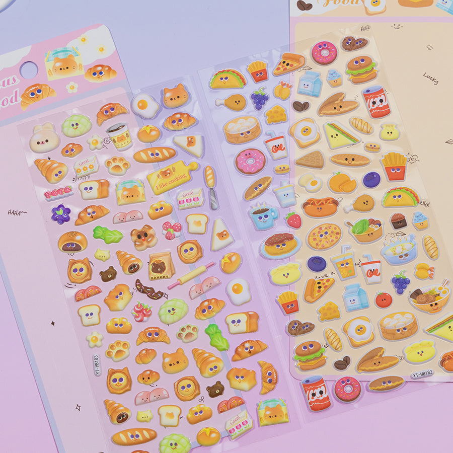 Cute Food Stickers Set Bread Hot Dog Sushi Noodles[181-184]