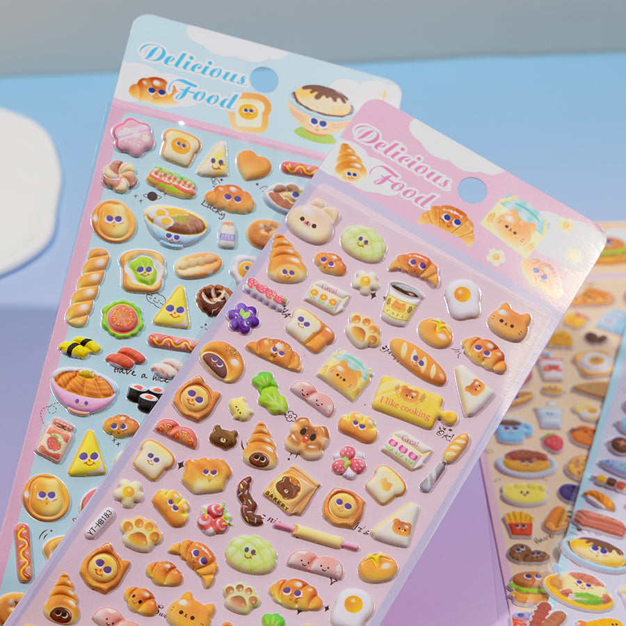 Cute Food Stickers Set Bread Hot Dog Sushi Noodles[181-184]