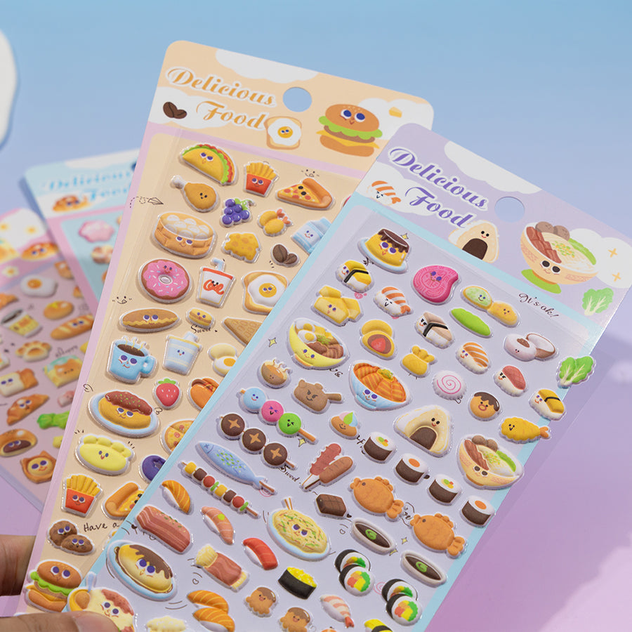 Cute Food Stickers Set Bread Hot Dog Sushi Noodles[181-184]