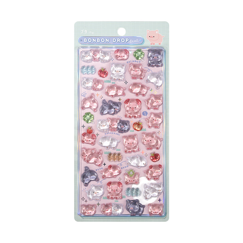 Children's Stickers 3D Embossed Crystal Cartoon Japanese Elements Cute Animals Sticker