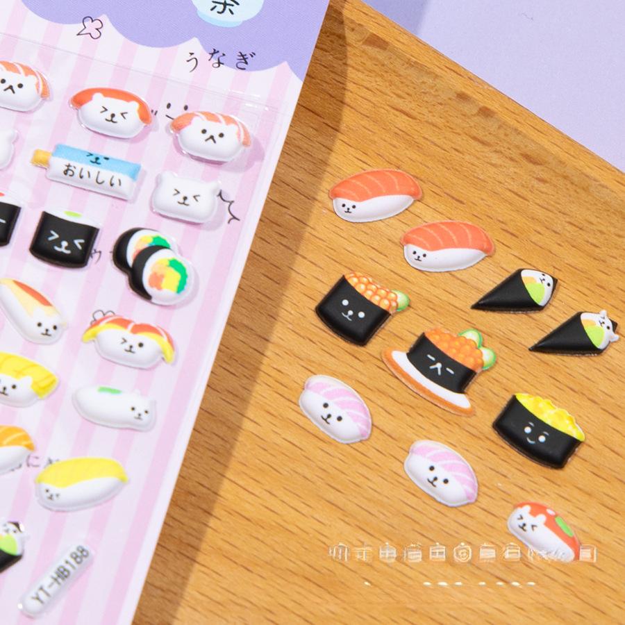 3D Cartoon Food Sushi Journal Stickers